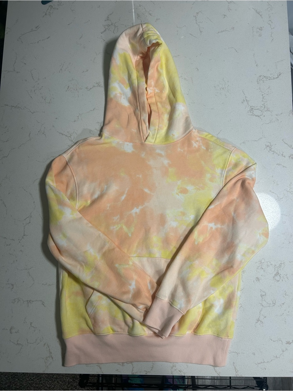Old Navy Peach & Yellow Tie-Dye Pullover Hoodie